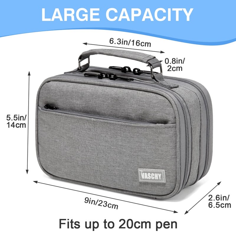 VASCHY Pencil Case, Large Pencil Pouch with Compartments for Middle School,Work,Office Pen Organizer Holder School Supply Gray - Image 2